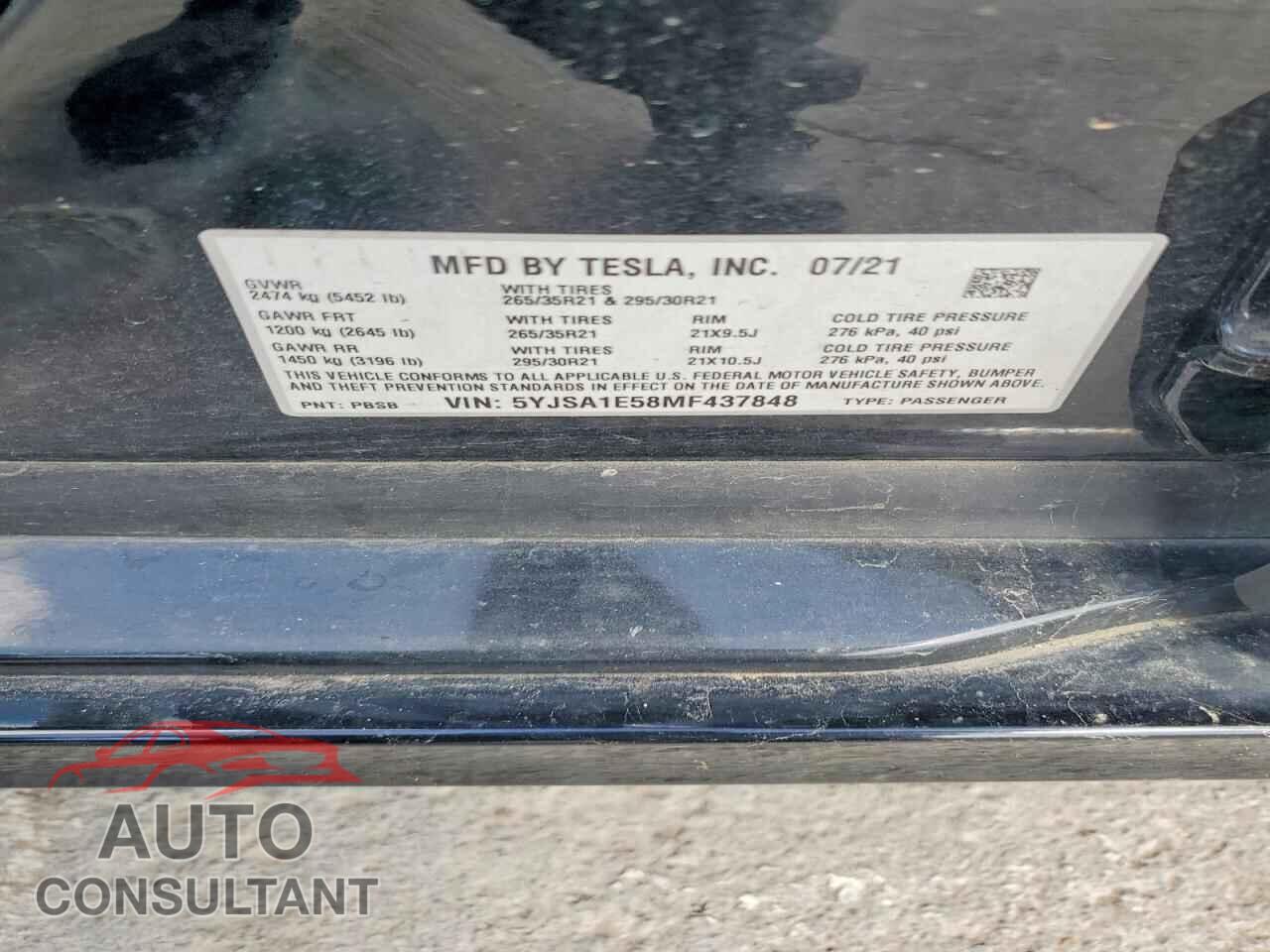 TESLA MODEL S 2021 - 5YJSA1E58MF437848