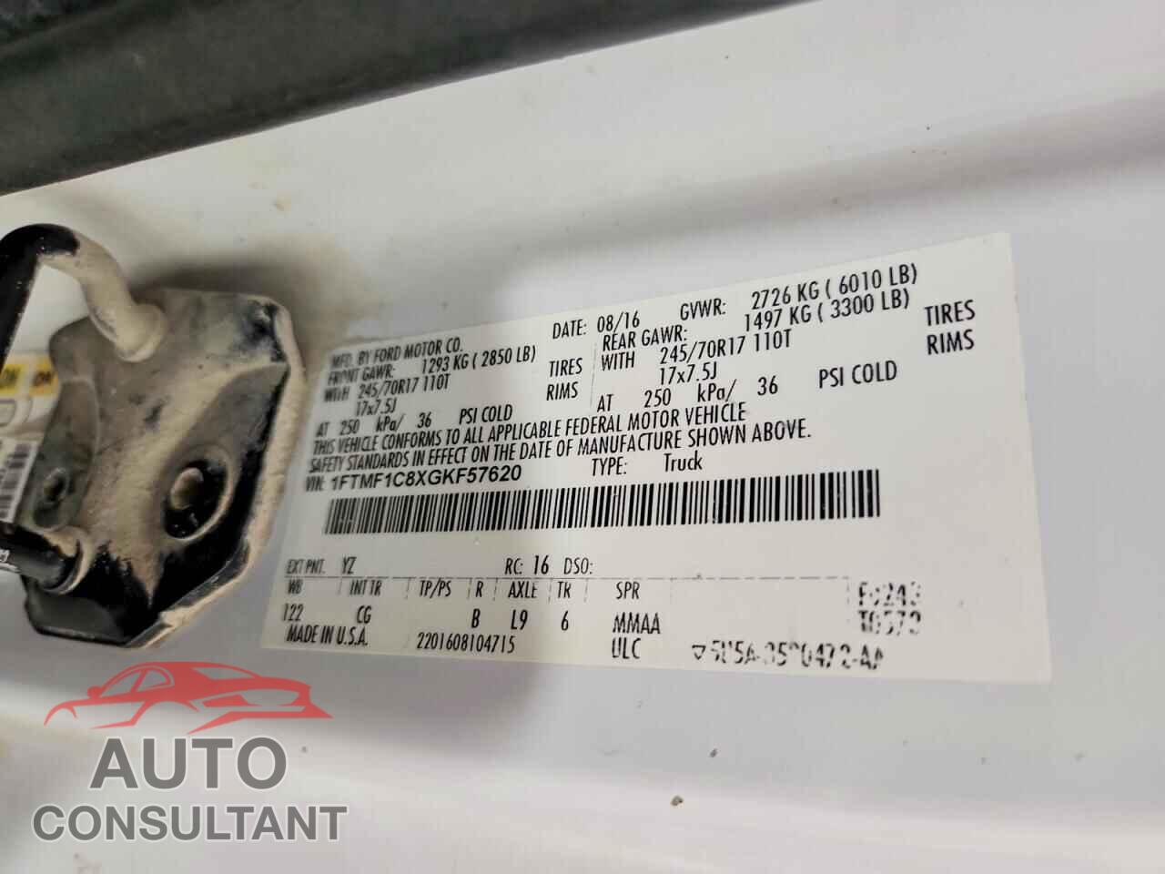 FORD F150 2016 - 1FTMF1C8XGKF57620