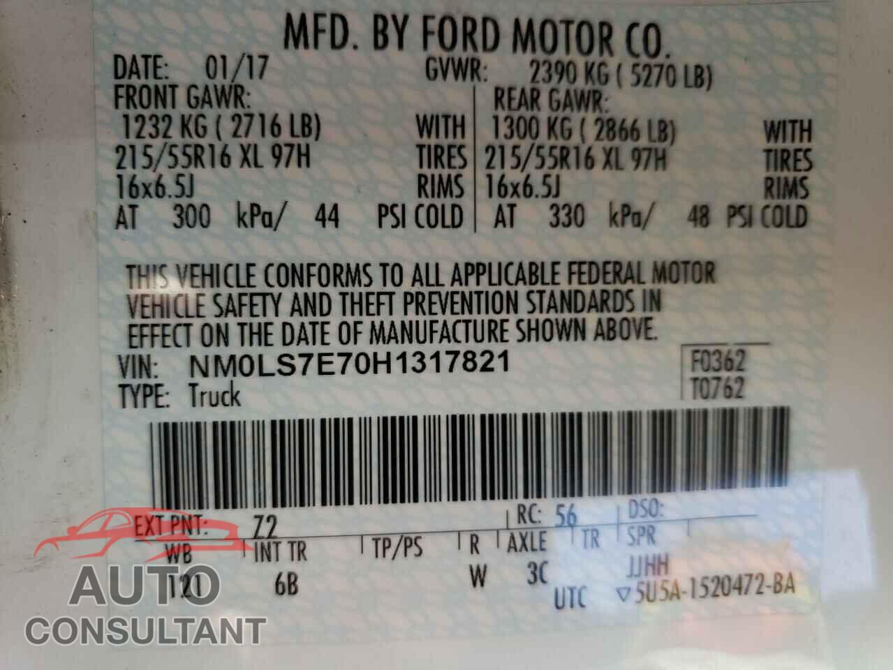 FORD TRANSIT 2017 - NM0LS7E70H1317821