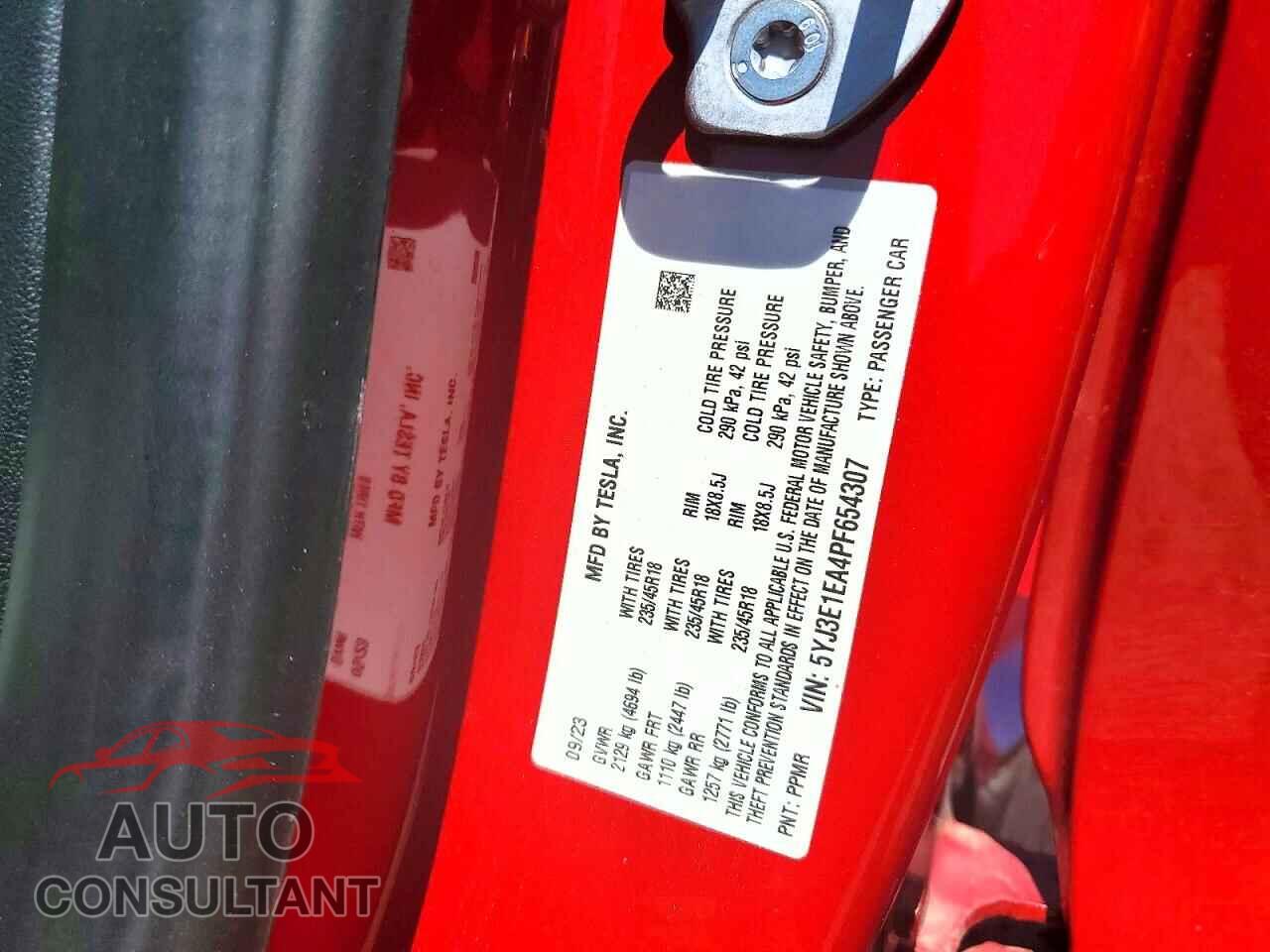 TESLA MODEL 3 2023 - 5YJ3E1EA4PF654307