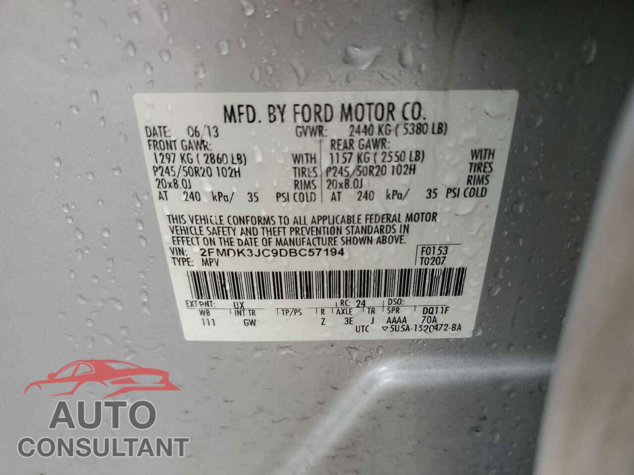 FORD EDGE 2013 - 2FMDK3JC9DBC57194