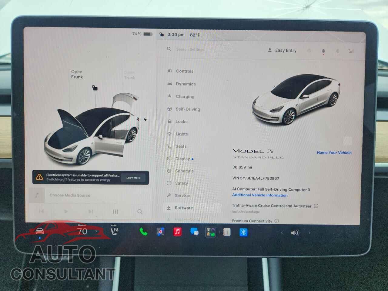 TESLA MODEL 3 2020 - 5YJ3E1EA4LF783867