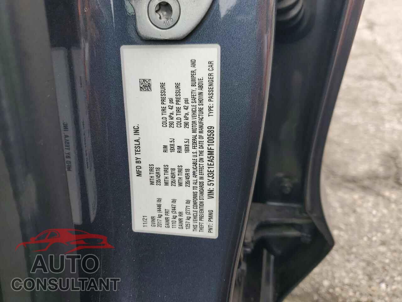 TESLA MODEL 3 2021 - 5YJ3E1EA5MF100589