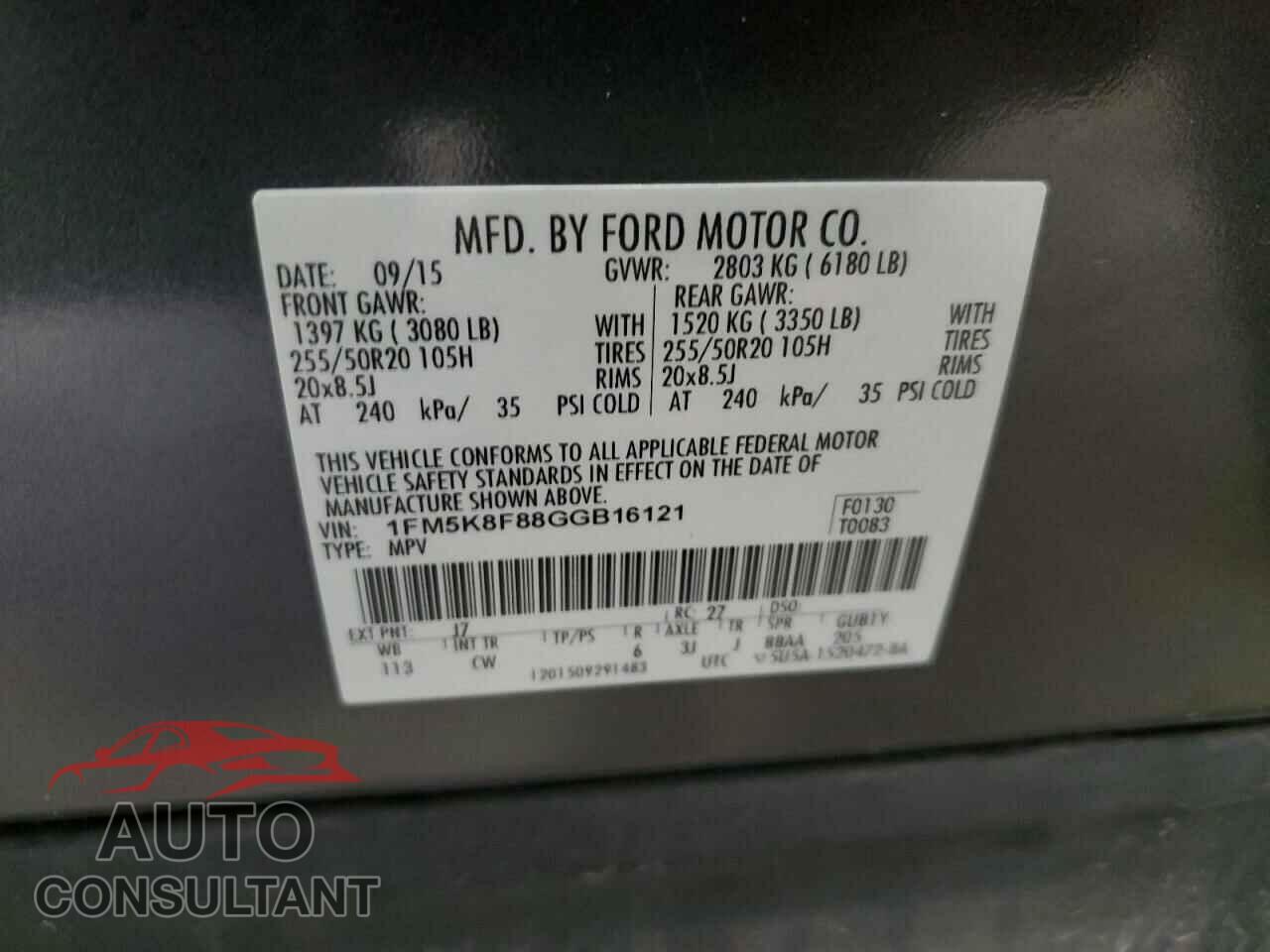 FORD EXPLORER 2016 - 1FM5K8F88GGB16121