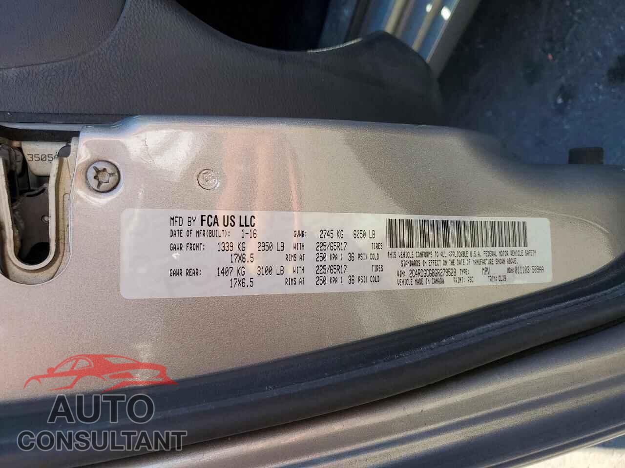 DODGE CARAVAN 2016 - 2C4RDGCG8GR278528