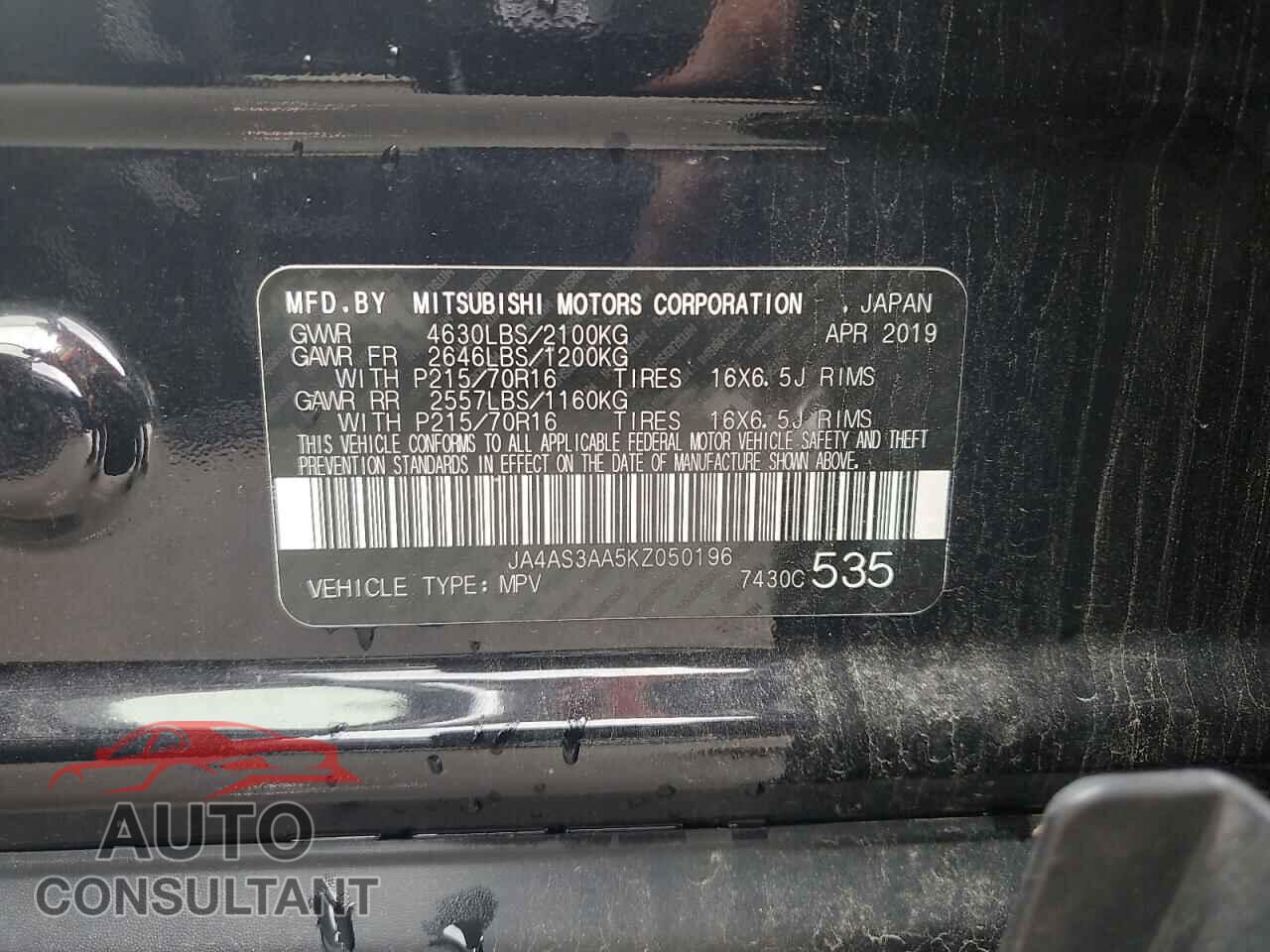 MITSUBISHI ECLIPSE 2019 - JA4AS3AA5KZ050196
