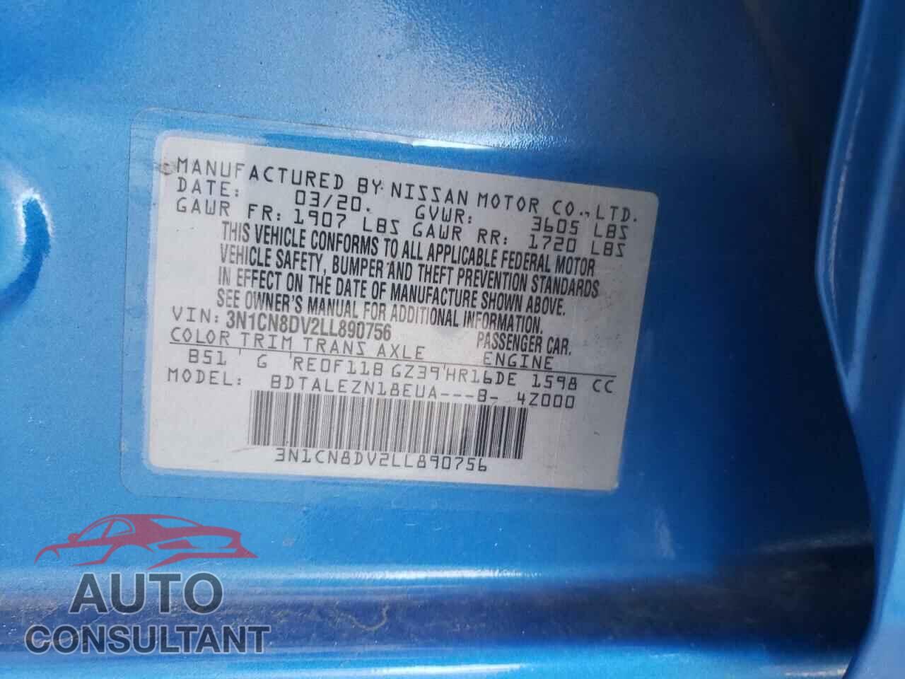 NISSAN VERSA 2020 - 3N1CN8DV2LL890756