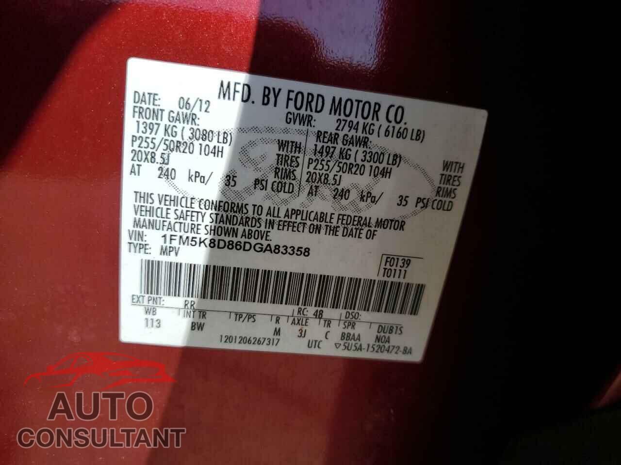 FORD EXPLORER 2013 - 1FM5K8D86DGA83358
