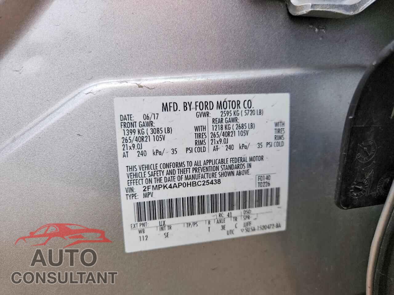 FORD EDGE 2017 - 2FMPK4AP0HBC25438