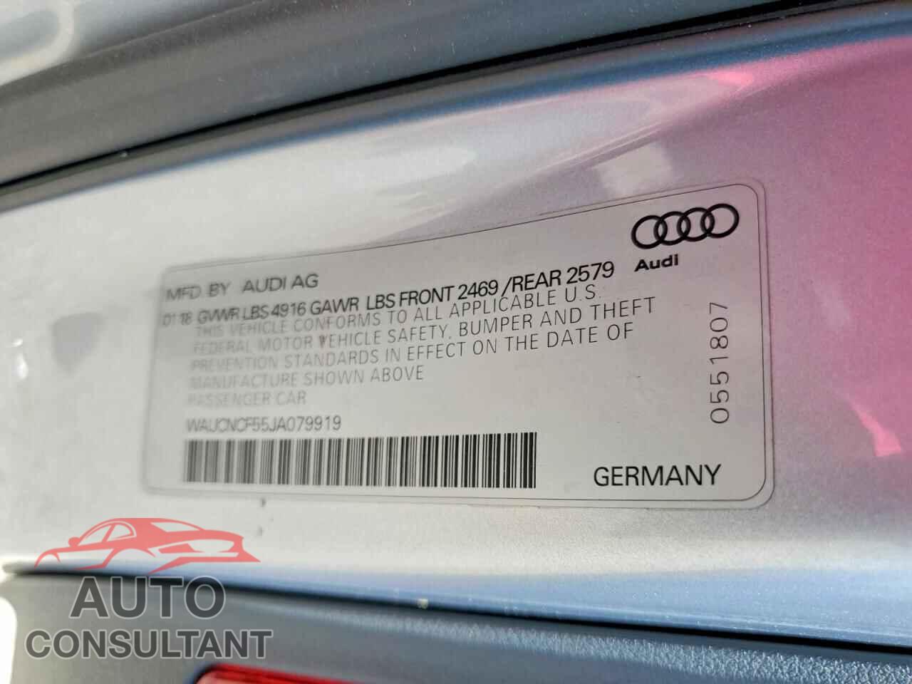 AUDI A5 2018 - WAUCNCF55JA079919