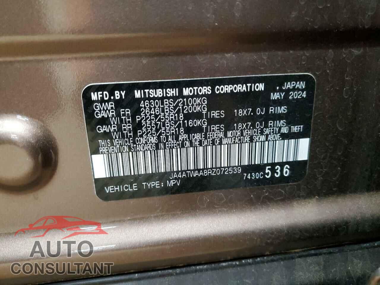 MITSUBISHI ECLIPSE 2024 - JA4ATWAA8RZ072539
