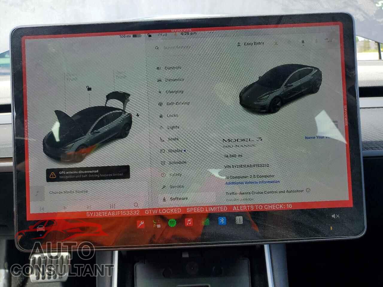TESLA MODEL 3 2018 - 5YJ3E1EA8JF153332