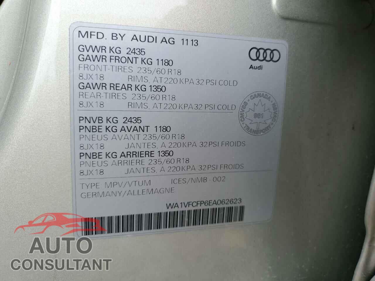 AUDI Q5 2014 - WA1VFCFP6EA062623