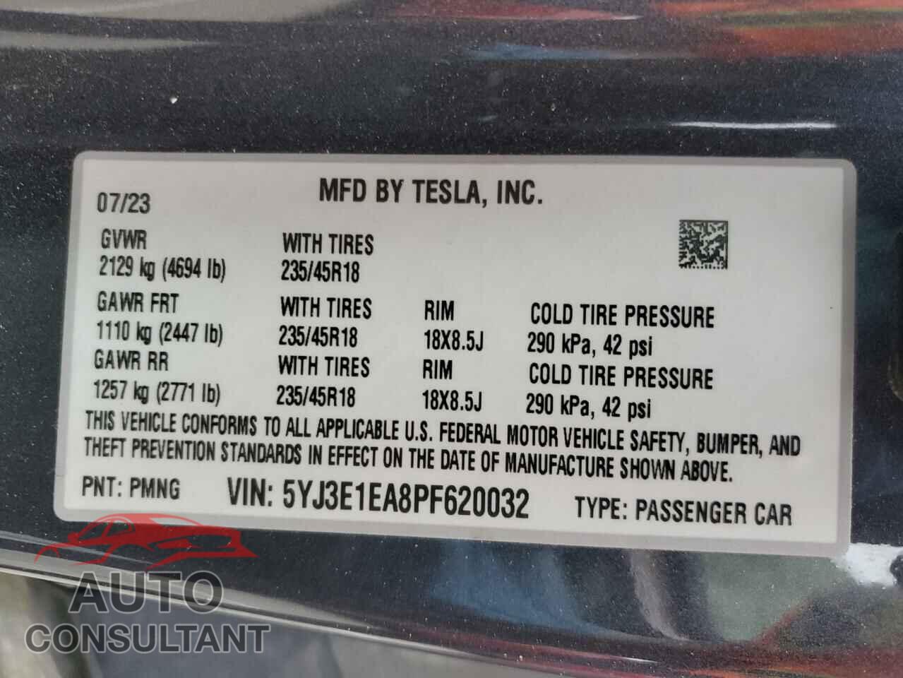 TESLA MODEL 3 2023 - 5YJ3E1EA8PF620032
