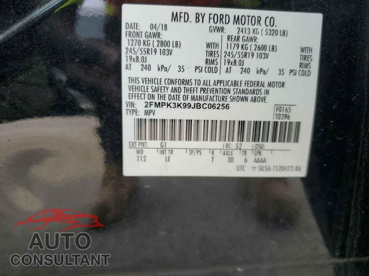 FORD EDGE 2018 - 2FMPK3K99JBC06256