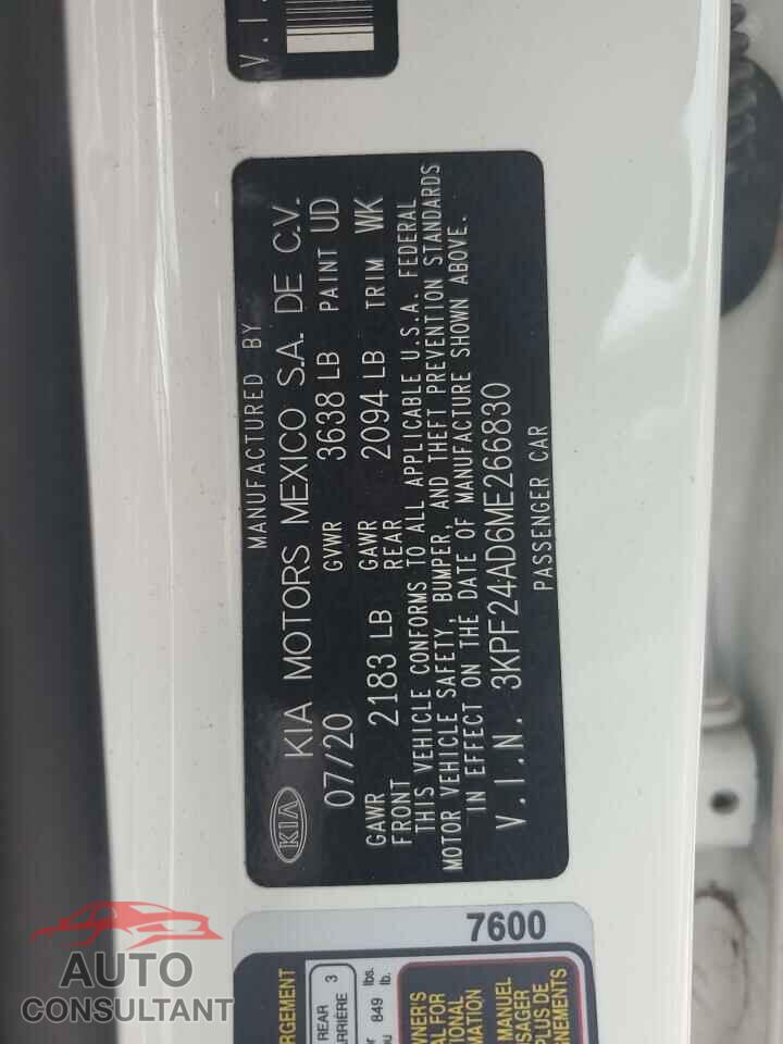 KIA FORTE 2021 - 3KPF24AD6ME266830
