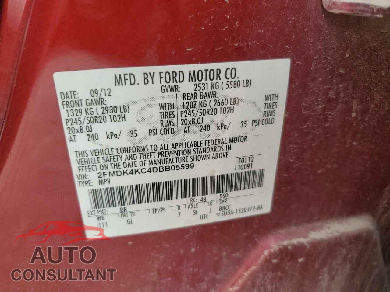 FORD EDGE 2013 - 2FMDK4KC4DBB05599