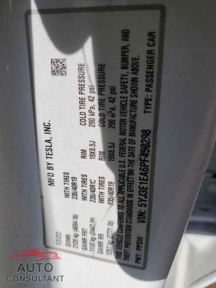 TESLA MODEL 3 2023 - 5YJ3E1EA6PF450298