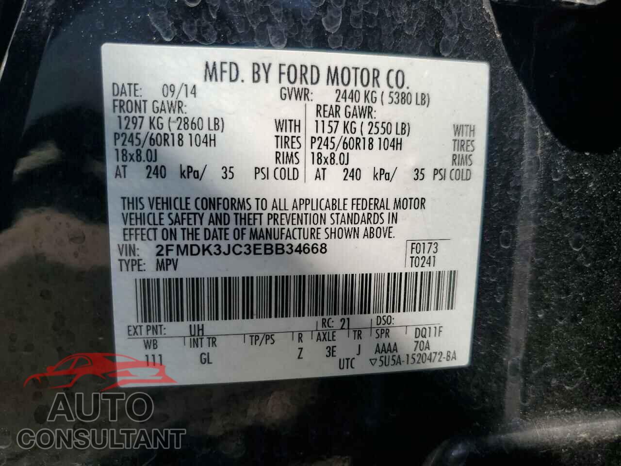 FORD EDGE 2014 - 2FMDK3JC3EBB34668