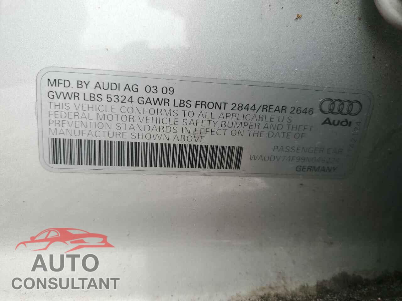 AUDI A6 2009 - WAUDV74F99N046224