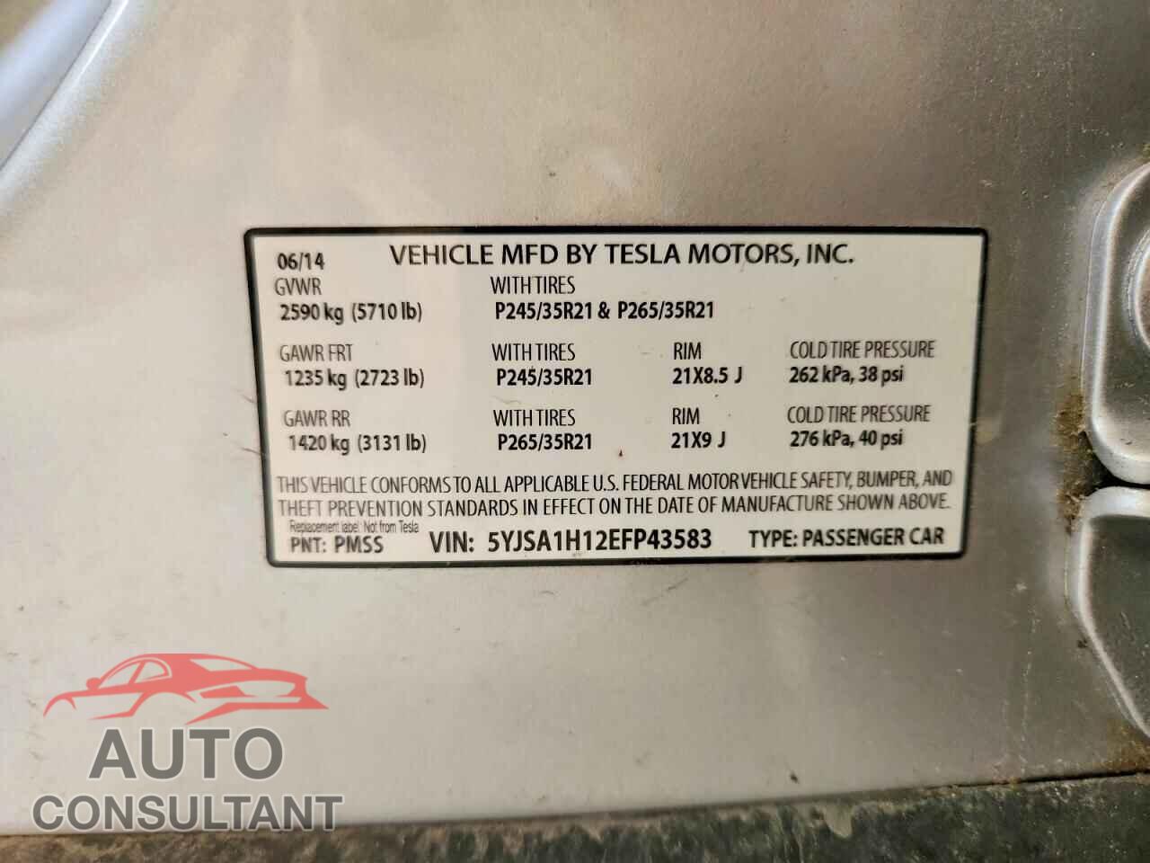 TESLA MODEL S 2014 - 5YJSA1H12EFP43583