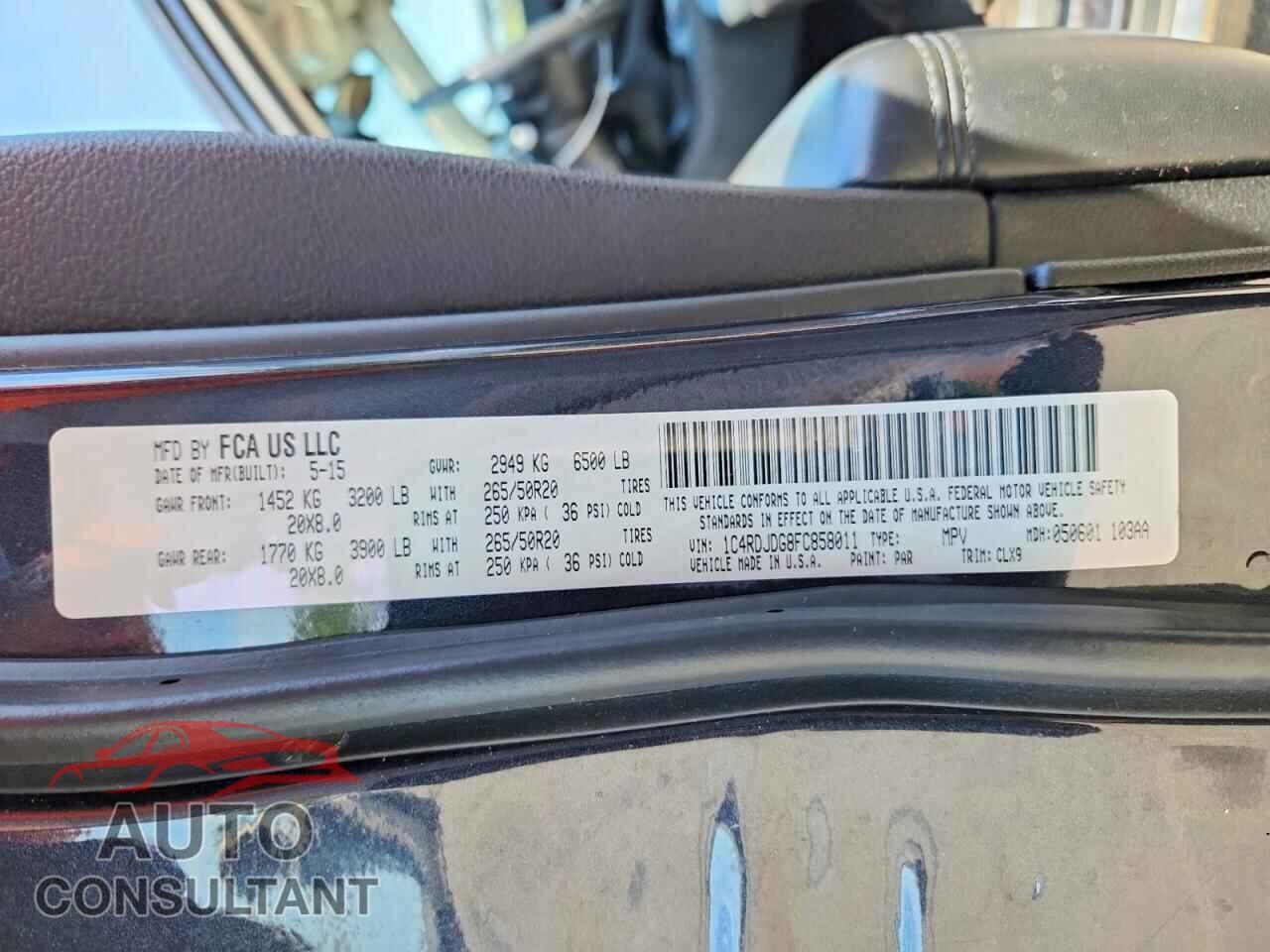 DODGE DURANGO 2015 - 1C4RDJDG8FC858011