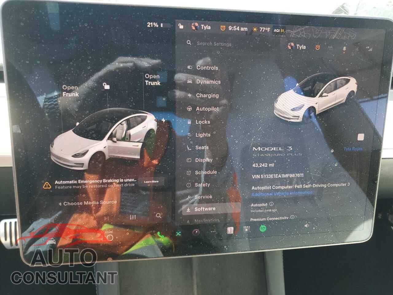 TESLA MODEL 3 2021 - 5YJ3E1EA1MF987611