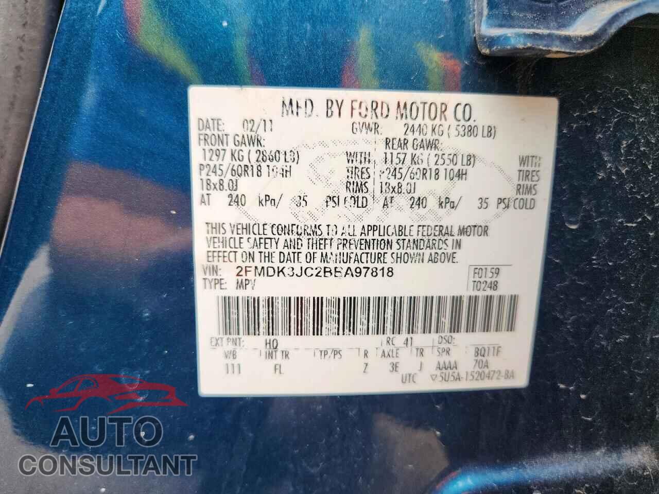FORD EDGE 2011 - 2FMDK3JC2BBA97818