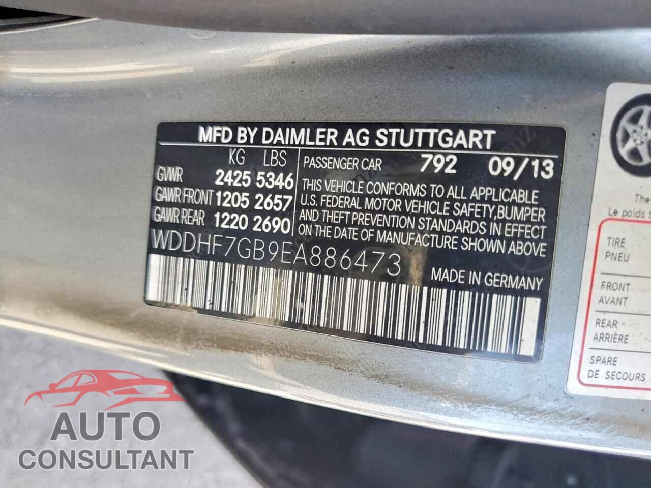 MERCEDES-BENZ E-CLASS 2014 - WDDHF7GB9EA886473