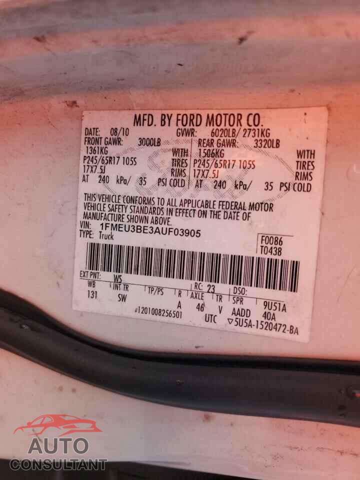 FORD EXPLORER 2010 - 1FMEU3BE3AUF03905