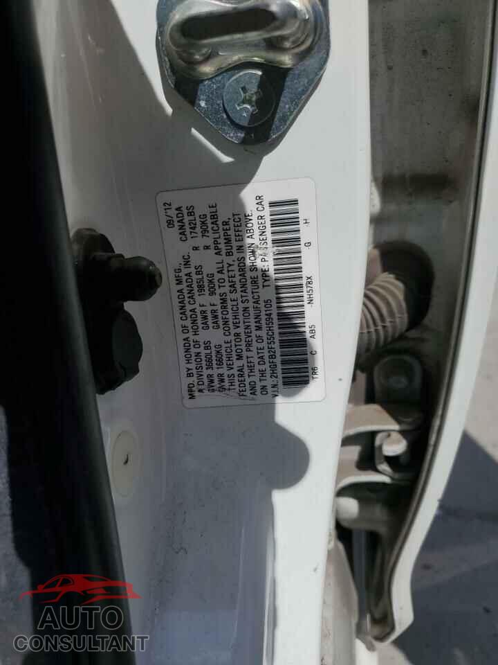 HONDA CIVIC 2012 - 2HGFB2F55CH594105