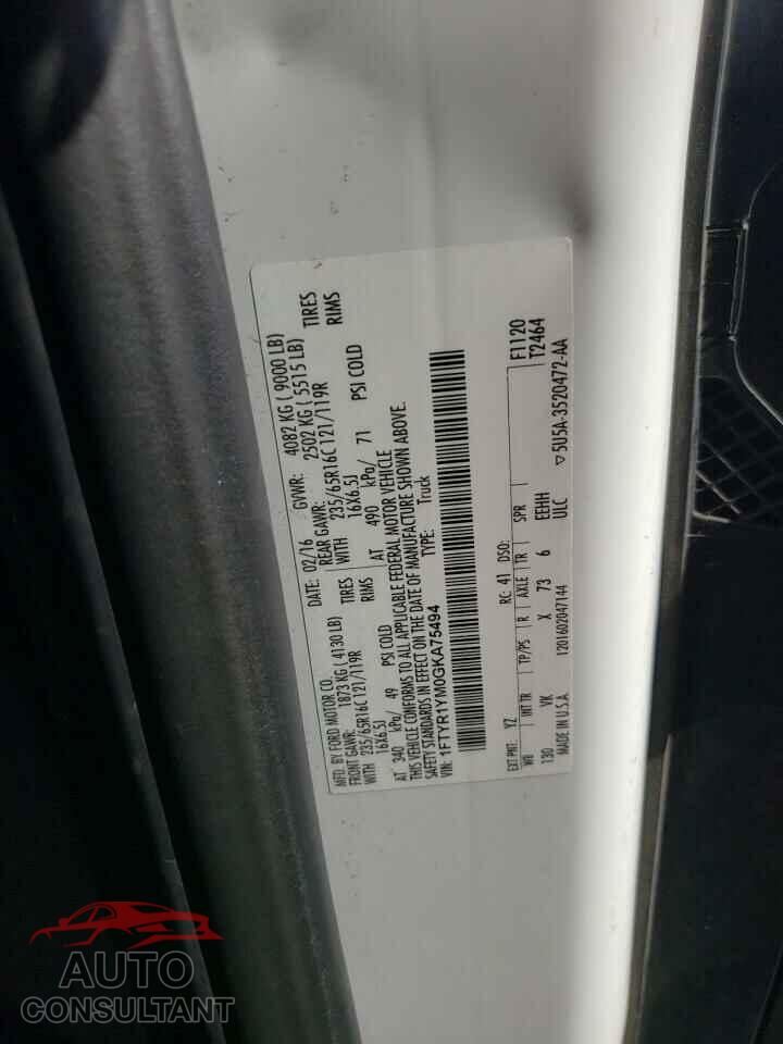 FORD TRANSIT 2016 - 1FTYR1YM0GKA75494