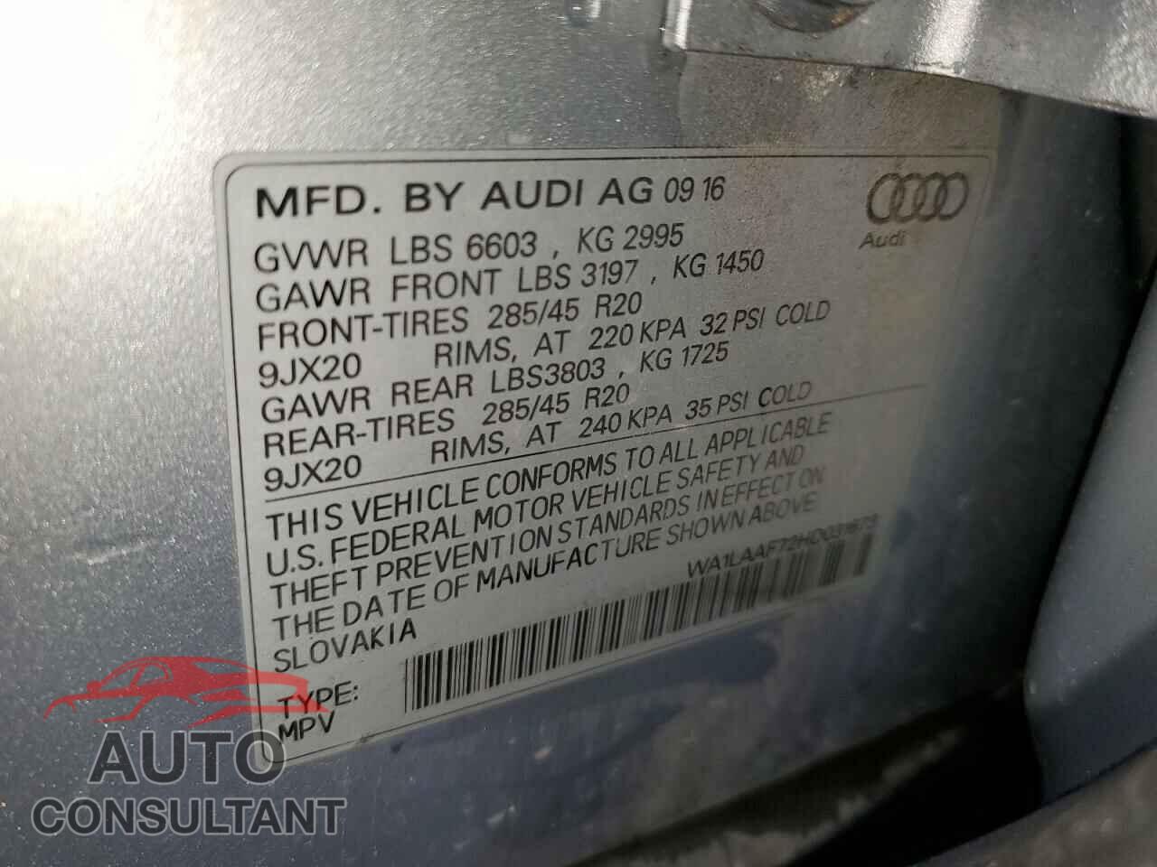 AUDI Q7 2017 - WA1LAAF72HD031673