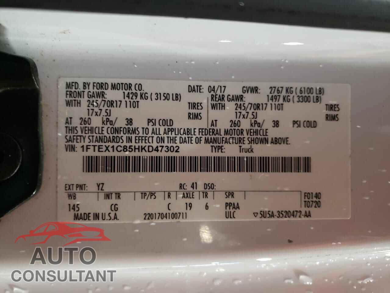 FORD F-150 2017 - 1FTEX1C85HKD47302