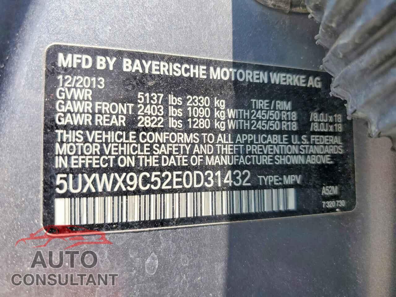 BMW X3 2014 - 5UXWX9C52E0D31432