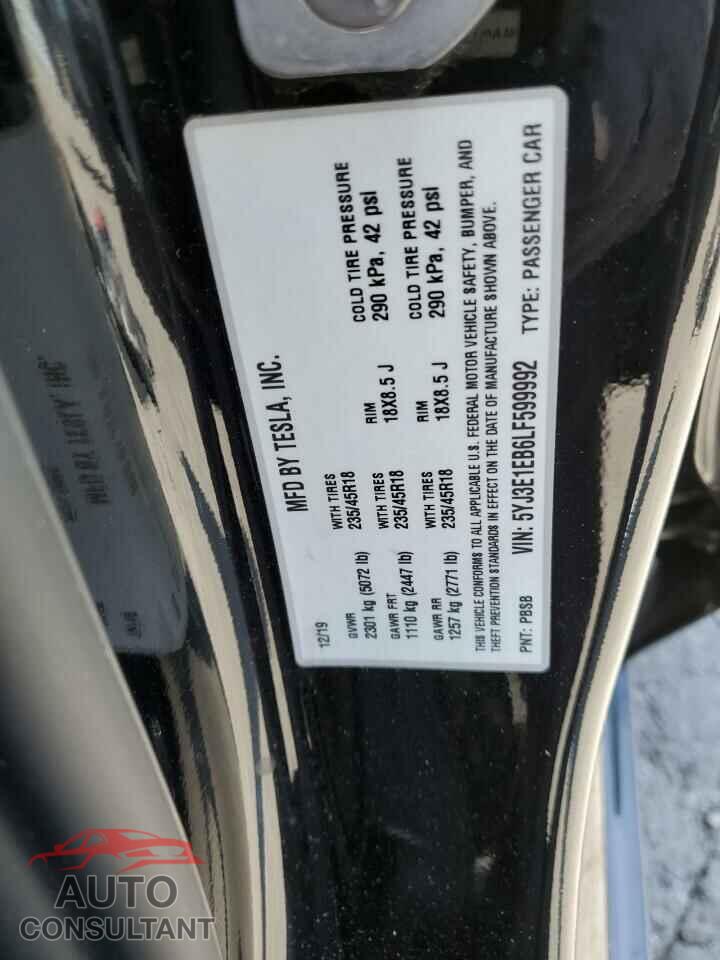 TESLA MODEL 3 2020 - 5YJ3E1EB6LF599992
