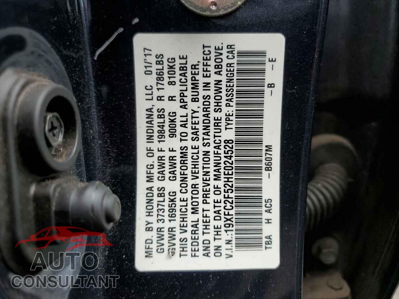 HONDA CIVIC 2017 - 19XFC2F52HE024528