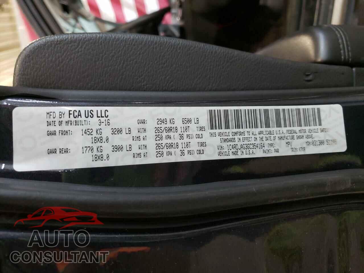 DODGE DURANGO 2016 - 1C4RDJAG3GC354164