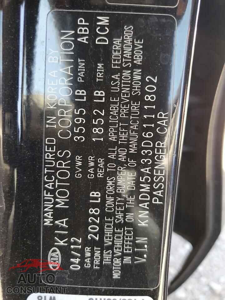 KIA RIO 2013 - KNADM5A33D6111802