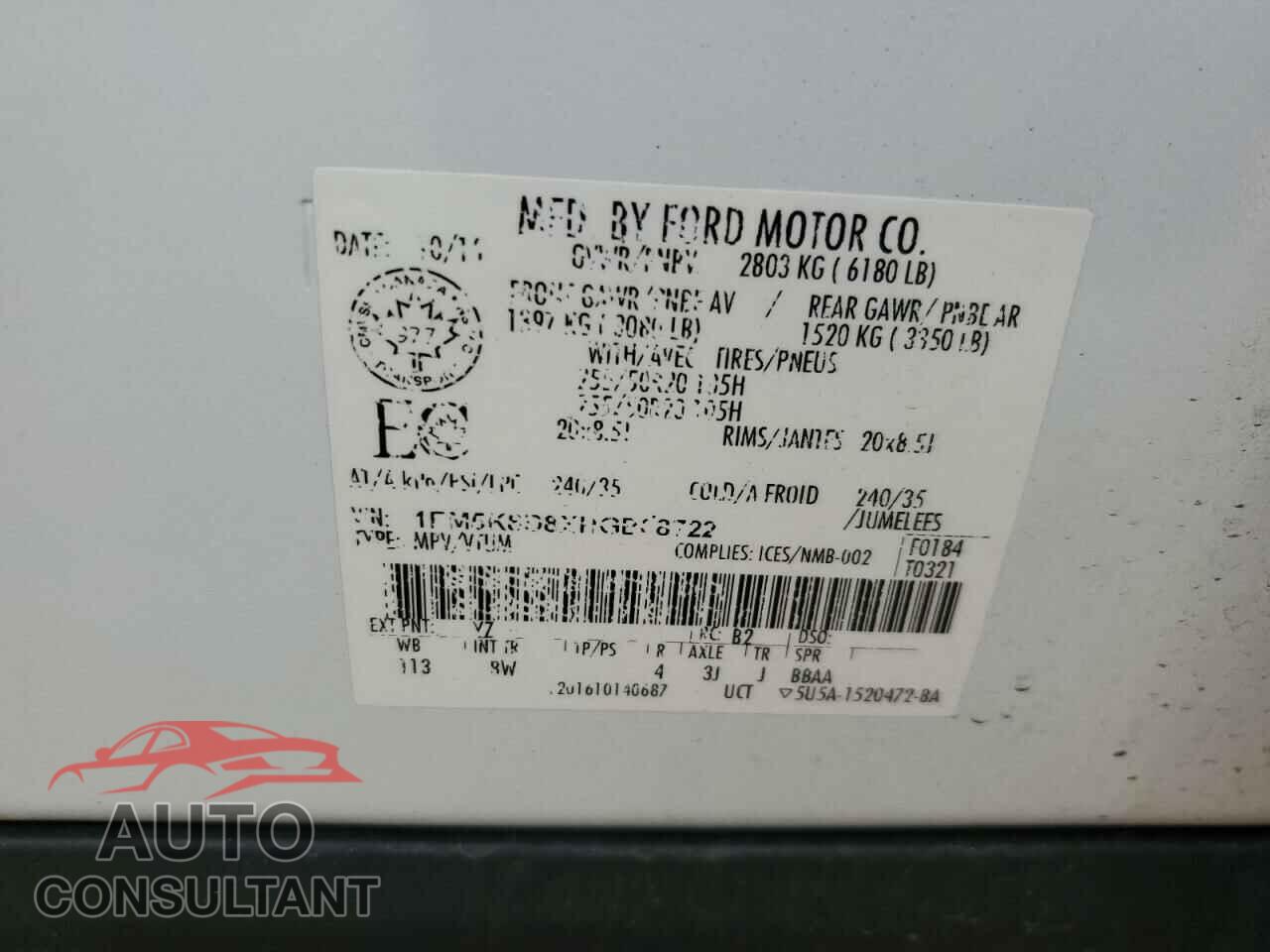 FORD EXPLORER 2017 - 1FM5K8D8XHGB08722