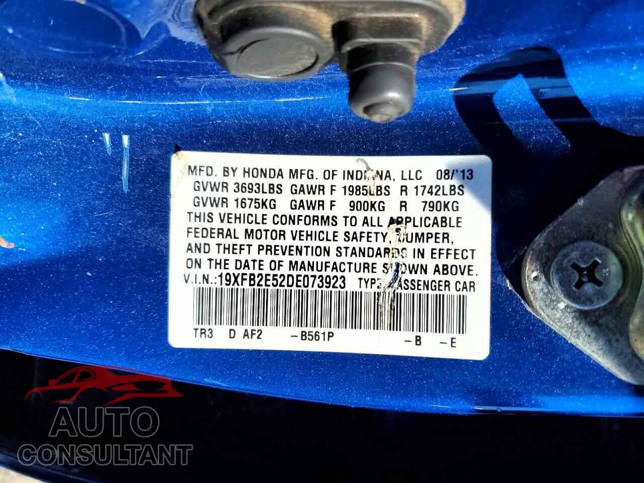 HONDA CIVIC 2013 - 19XFB2E52DE073923