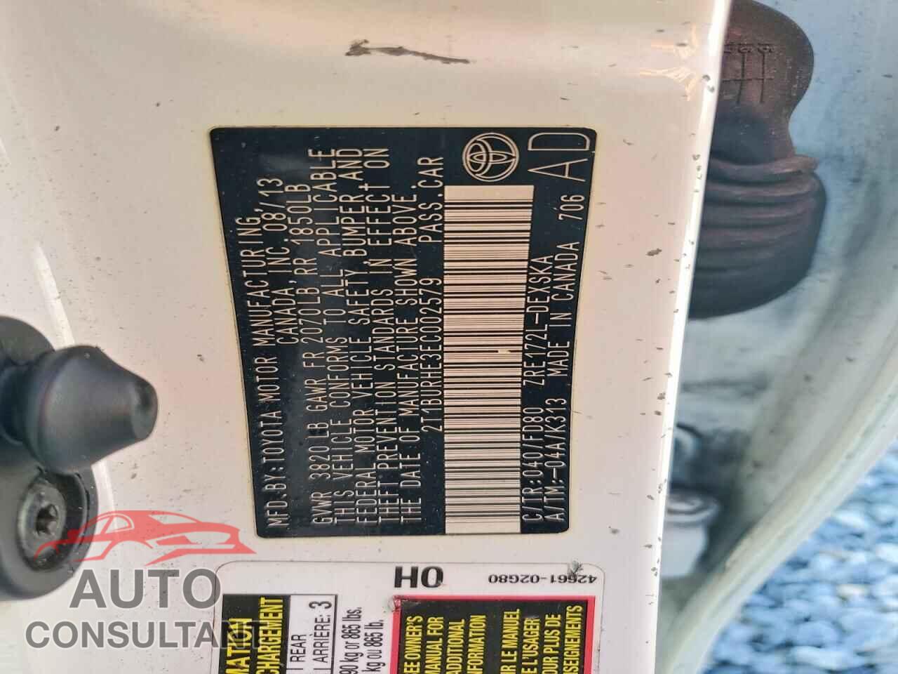 TOYOTA COROLLA 2014 - 2T1BURHE3EC002579