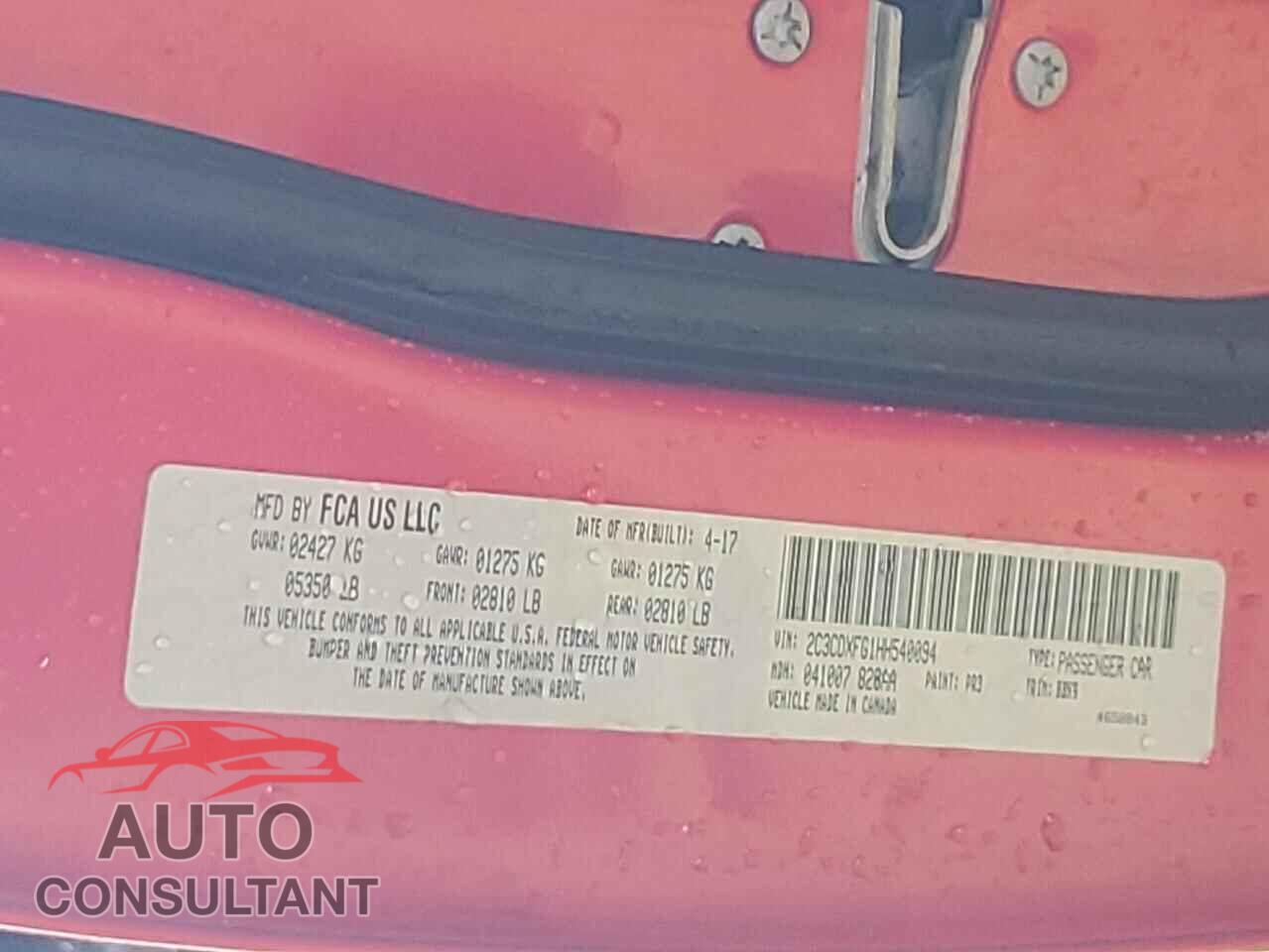 DODGE CHARGER 2017 - 2C3CDXFG1HH540094