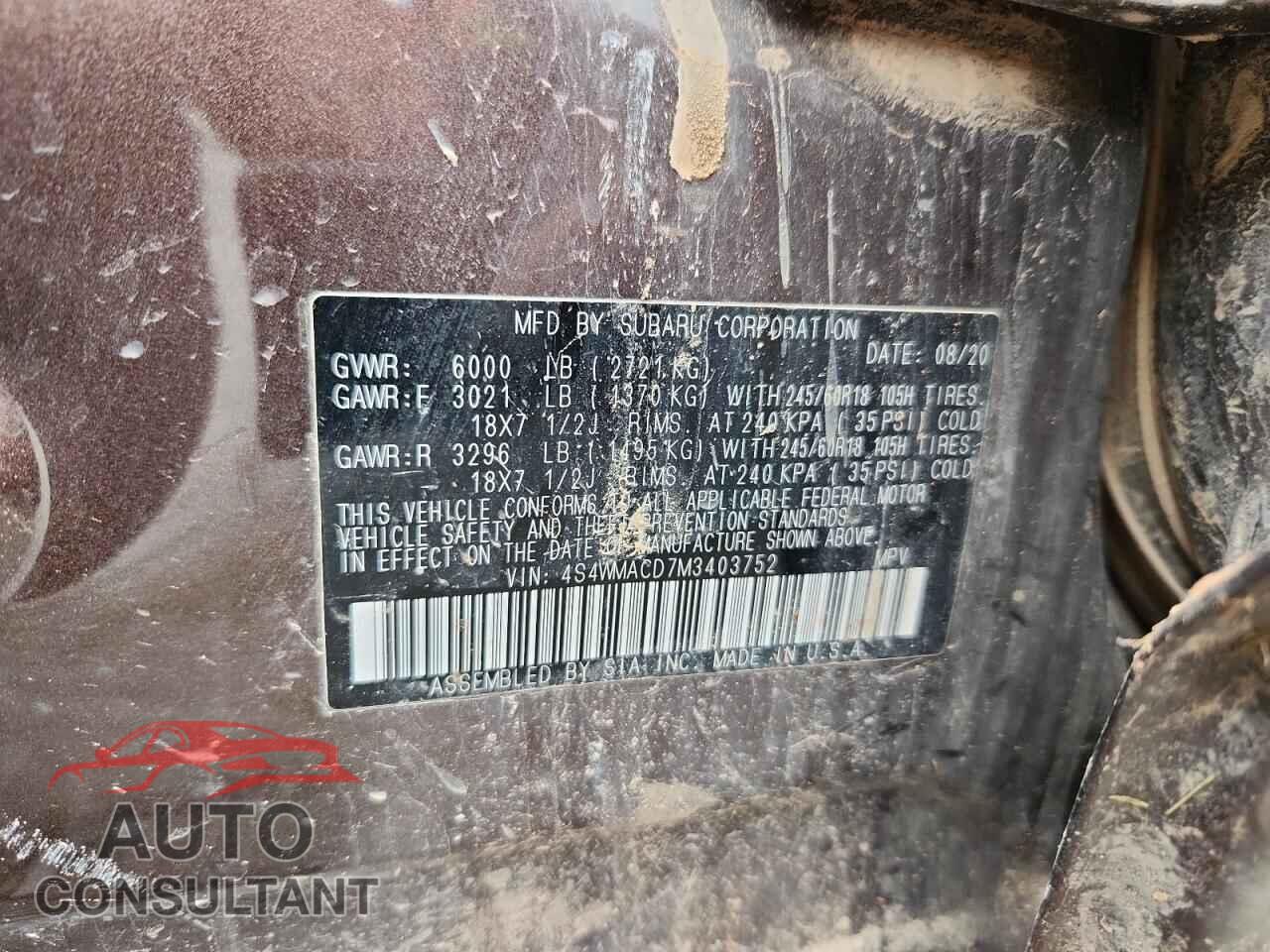 SUBARU ASCENT 2021 - 4S4WMACD7M3403752