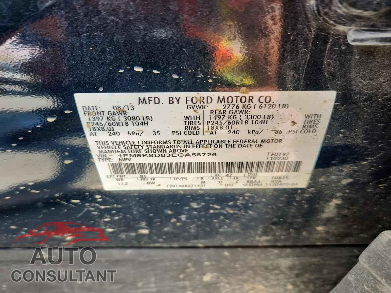 FORD EXPLORER 2014 - 1FM5K8D83EGA58726