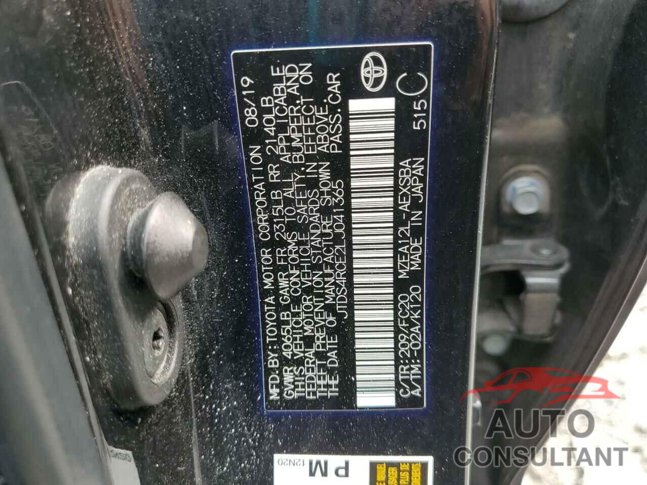 TOYOTA COROLLA 2020 - JTDS4RCE2LJ041365