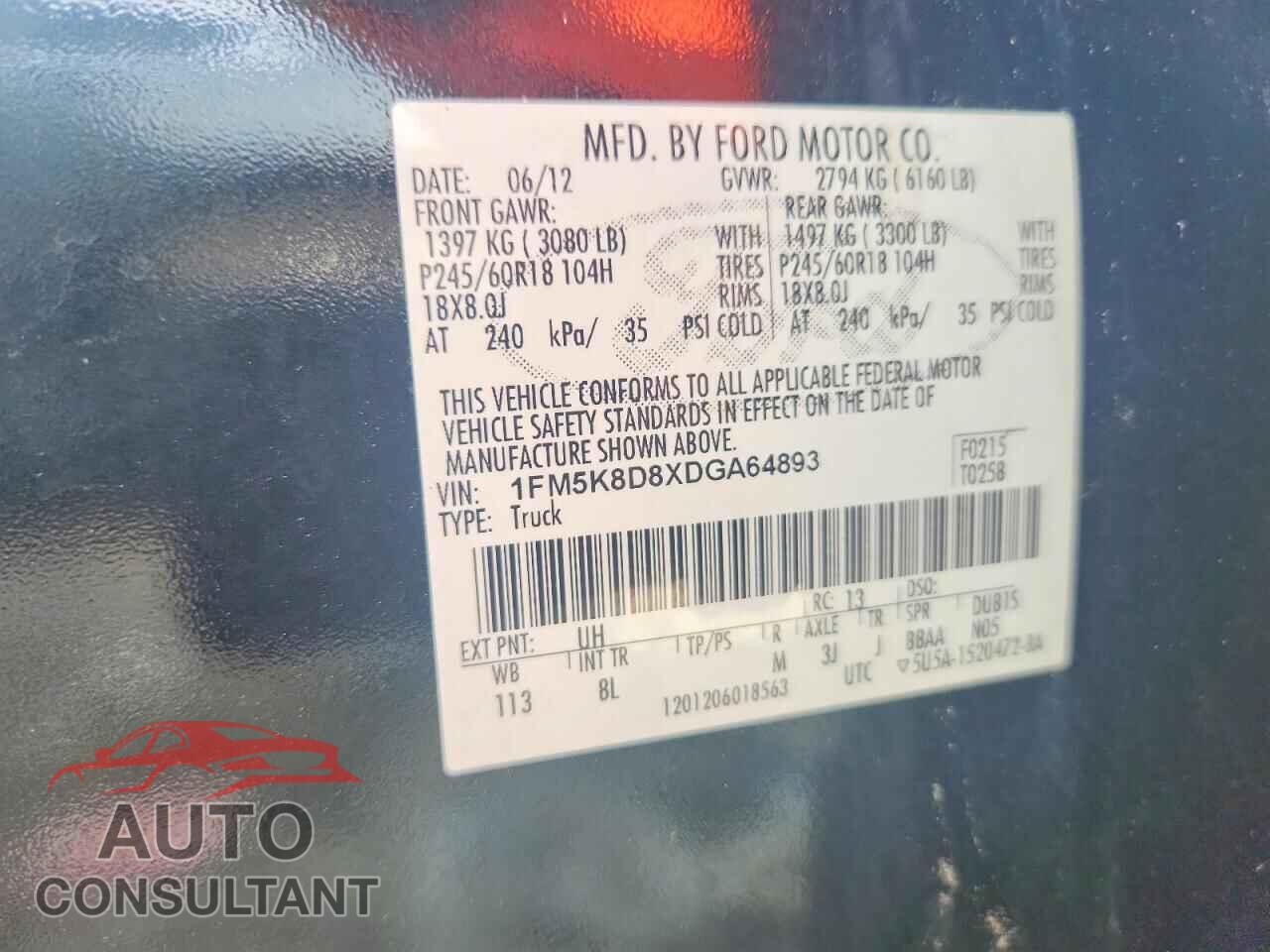 FORD EXPLORER 2013 - 1FM5K8D8XDGA64893