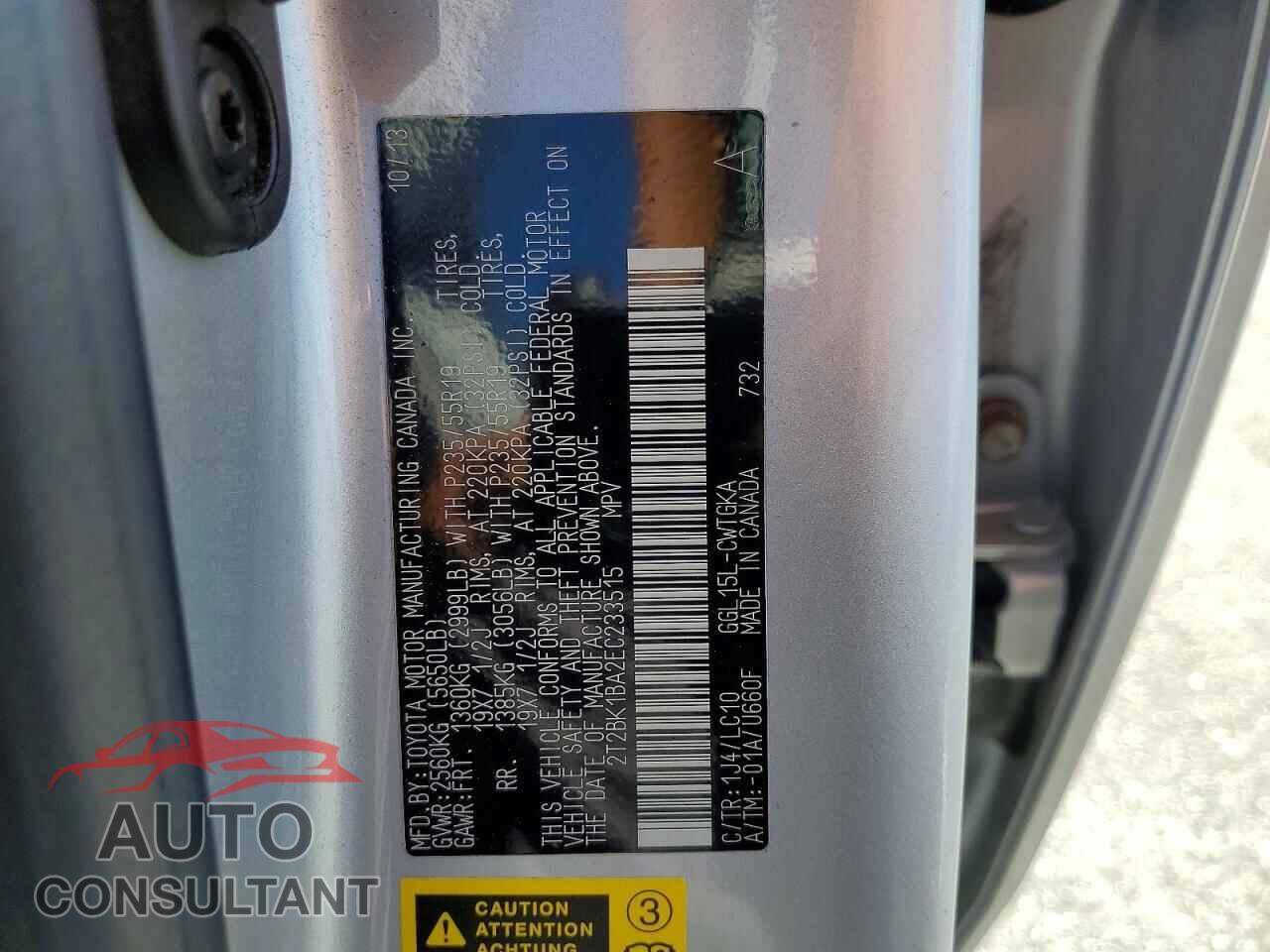 LEXUS RX350 2014 - 2T2BK1BA2EC233515