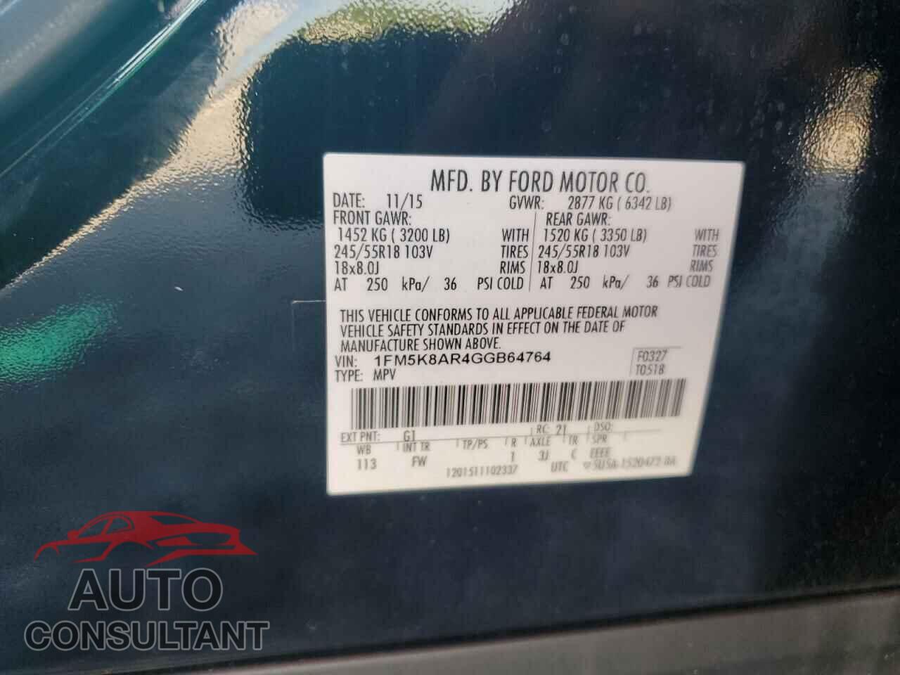 FORD EXPLORER 2016 - 1FM5K8AR4GGB64764