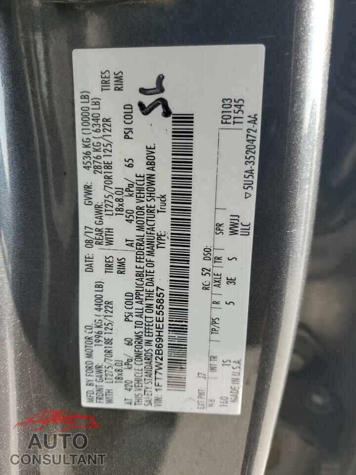 FORD F250 2017 - 1FT7W2B69HEE55857